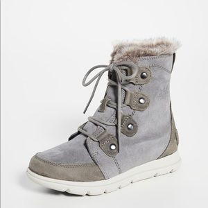 Sorel Explorer Joan Boots Gray Suede waterproof leather